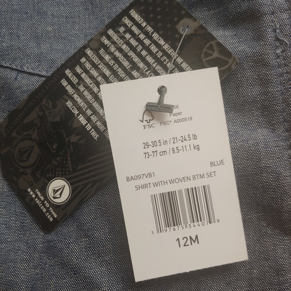 VOLCOM NEW Baby Woven Button Up Shirt & Chino Pants - Picture 9 of 10